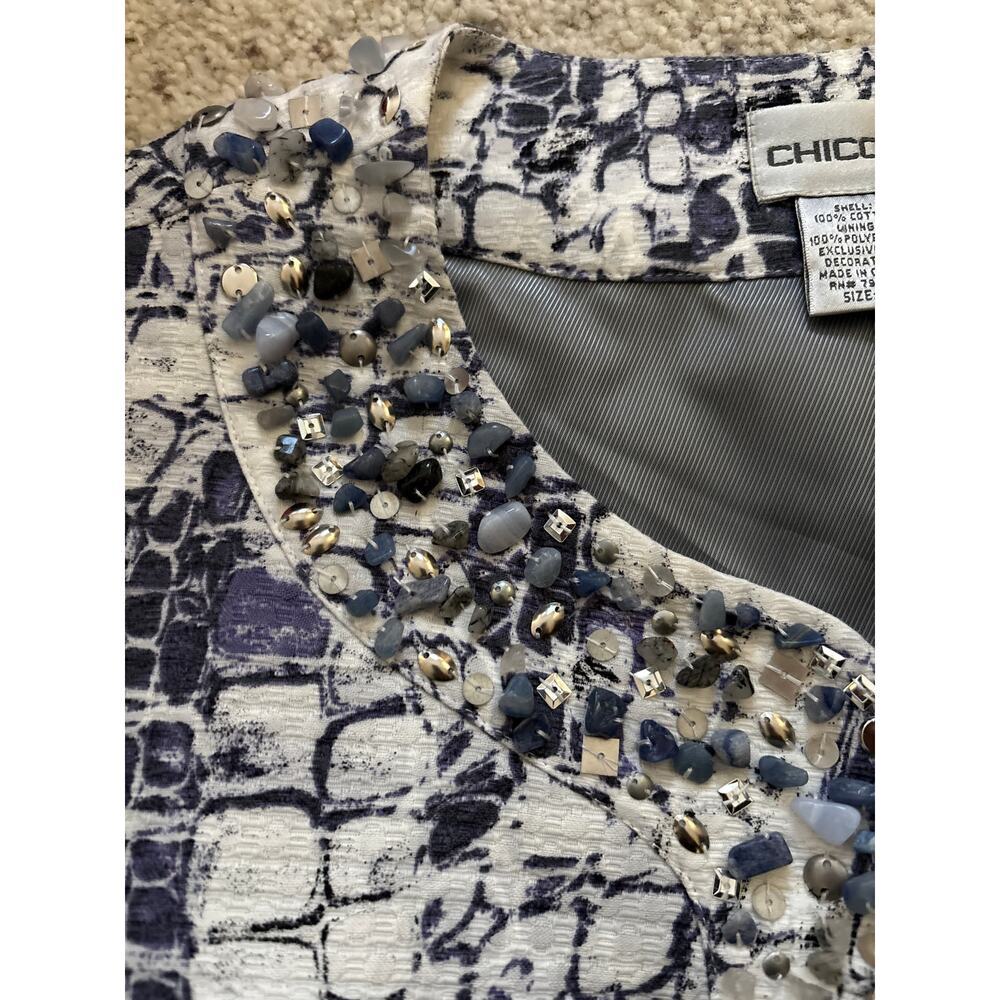Chico’s Python Print Beaded Amina Jacket Size 1 - image 3